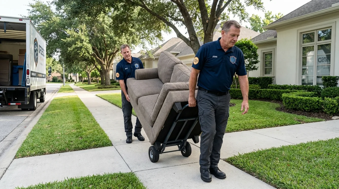 Local residential moving crew loading furniture in Hamburg, NY